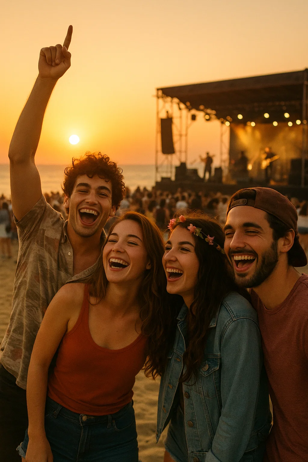 Público disfrutando un concierto al aire libre frente a un escenario